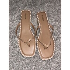 Cushionaire Thong Strappy Tan Women's Flip Flop Casual Sz 8.5 Breezy Heels